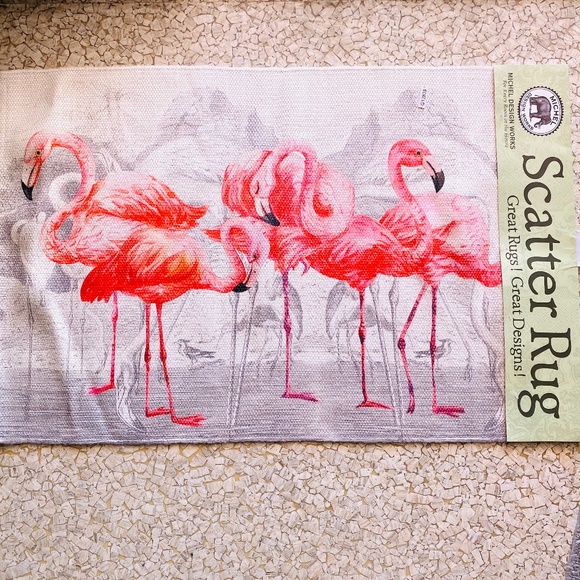 Fabulous Flamingos adorable Mid Mod throw rug NEW